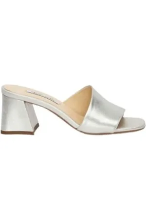 Fabienne Chapot Heeled Mules, female, , Size: 7 US Silver Heeled Mules