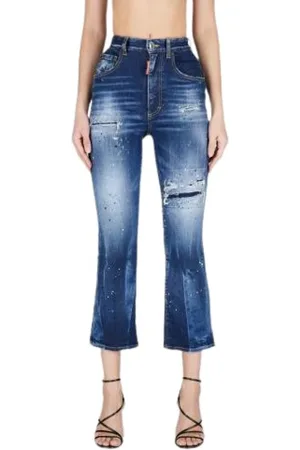 Dsquared2 Cropped Jeans, female, , Size: 2XS Spots High Waist Bell Bottom Jeans
