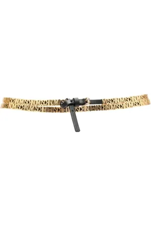 Moschino Belts, female, , Size: 2XS Logo-Lettering Leather Belt