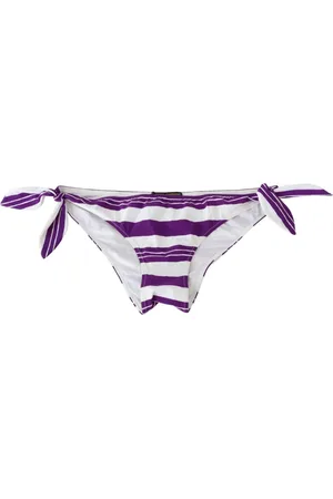 Dolce & Gabbana Bikinis, female, , Size: XS Striped Bikini Bottom - Purple/White - New with Tags
