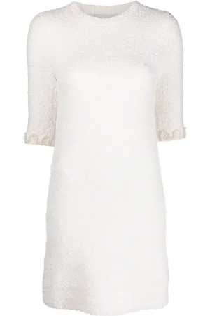 Lanvin Short Dresses, female, , Size: L Floral-Embroidered Knitted Tweed Dress