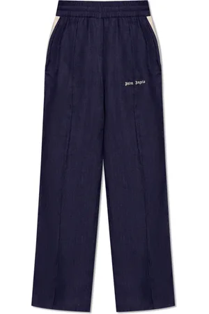 Palm Angels Straight Trousers, male, , Size: S Linen Trousers with Logo