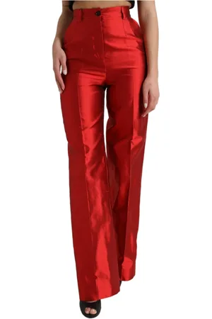 Dolce & Gabbana Wide Trousers, female, , Size: XS Satin Silk High Waist Wide Leg Pants