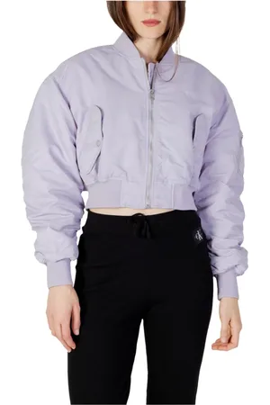 Calvin Klein Bomber Jackets, female, , Size: M Lilac Zip-Up Jacket for Women