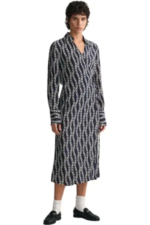 GANT Midi Dresses, female, , Size: M Printed Chain Wrap Dress