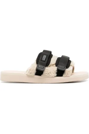 SUICOKE Sliders, male, , Size: 13 US Black Moto Logo Patch Sandals