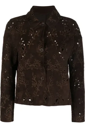 s.w.o.r.d 6.6.44 Light Jackets, female, , Size: XS Laser Cutout Chocolate Suede Jacket