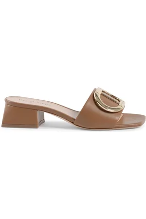 DEE OCLEPPO Heeled Mules, female, , Size: 7 US Gold Detail Leather Mule