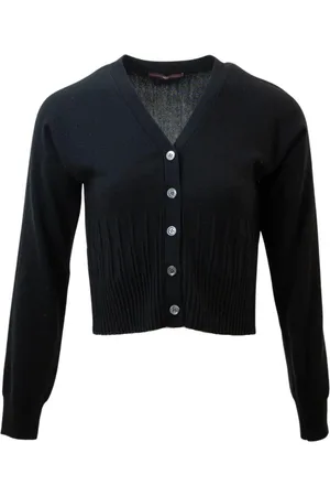 High Cardigans, female, , Size: S Jacket with Ribbed V-Neck and Button Closure