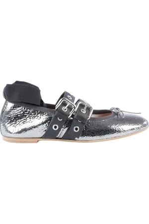 PARIS TEXAS Ballerinas, female, , Size: 6 1/2 US Metallic Leather Ballerina with Bow Detail