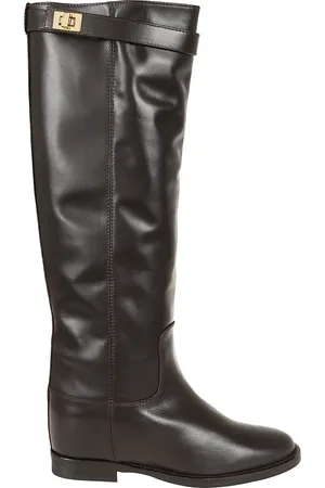 Via Roma High Boots, female, , Size: 7 US Padlock Strap Leather Knee-High Boot
