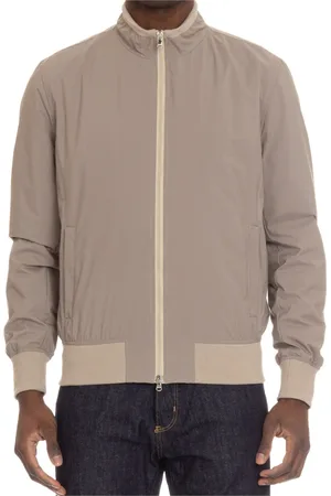 BARBA Bomber Jackets, male, , Size: M Zippered Nylon Coat with Cuffs