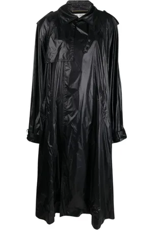 Saint Laurent Midi Dresses, female, , Size: S Oversized Trench Coat with Shoulder Pads