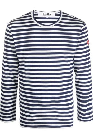 Comme des Garçons Long Sleeve Tops, male, , Size: M Striped LS T-Shirt with Double Side Heart