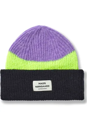 Mads Norgaard Beanies, female, , Size: ONE SIZE Striped Knit Hat
