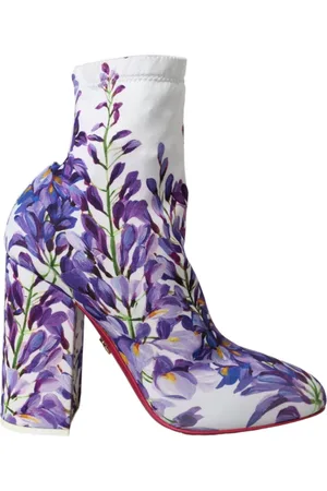 Dolce & Gabbana Heeled Boots, female, , Size: 9 US Floral Jersey Ankle Boots