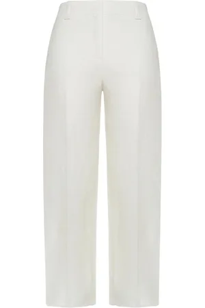Peuterey Straight Trousers, female, , Size: M Linen Trousers Straight Leg