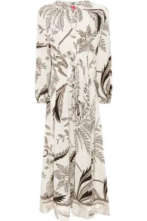 F.R.S For Restless Sleepers Maxi Dresses, female, , Size: S Botanical Print Silk Dress