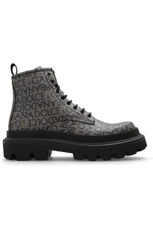Dolce & Gabbana Lace-up Boots, male, , Size: 6 1/2 US Monogrammed shoes