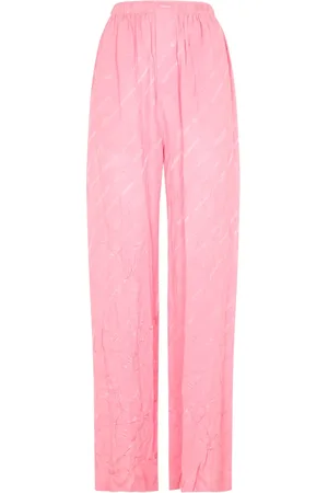 Balenciaga Straight Trousers, female, , Size: 2XS Silk Logoed Trousers
