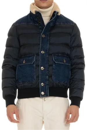 MOORER Winter Jackets, male, , Size: 2XL Puffer Bomber with Denim Details
