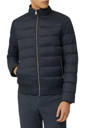HARMONT&BLAINE Down Jackets, male, , Size: 5XL Navy Logo Ribbed Bomber