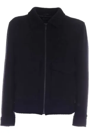 Karl Lagerfeld Zip-throughs, male, , Size: L Wool Bomber Jacket with Logo Embroidery