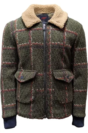 BOB der Bär Faux Fur & Shearling Jackets, male, , Size: L Checkered Bomber Jacket