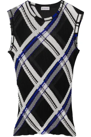 Burberry Sleeveless Knitwear, male, , Size: S Silk Ribbed Knit Jacquard Top