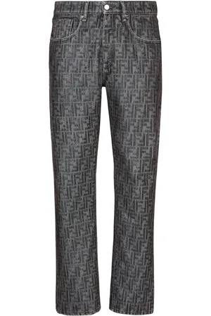 Fendi Straight Jeans, male, , Size: W31 Grey Denim Straight-line Trousers