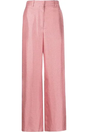 Lanvin Wide Trousers, female, , Size: S Geometric-Print Wide-Leg Silk Trousers
