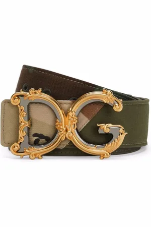 Dolce & Gabbana Belts, female, , Size: 70 CM Luxury Leather Belt with Baroque Logo Buckle