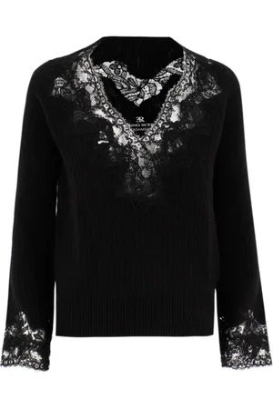 ERMANNO SCERVINO Cashmere Knitwear, female, , Size: L V-neck Lace Sweater