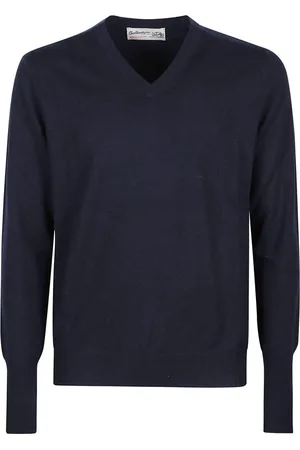 BALLANTYNE V-neck Knitwear, male, , Size: L Plain V-Neck Sweater