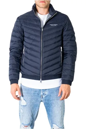 Armani Exchange Winter Jackets, male, , Size: M Zippered Blazer Men Fall/Winter