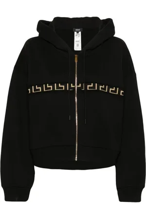 VERSACE Zip-throughs, female, , Size: XS Sweater with Greca Detailing