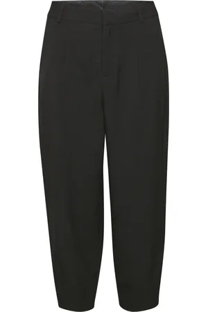 Kaffe Wide Trousers, female, , Size: M High-Waisted Cropped Pants with Belt Loops and Side Pockets
