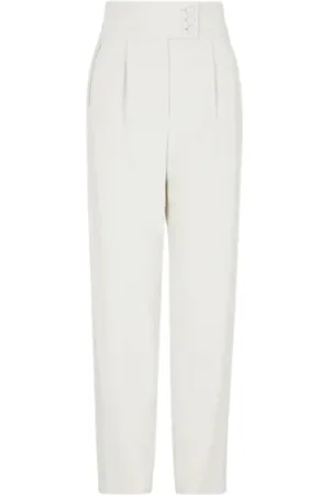 Giorgio Armani Slim-fit Trousers, female, , Size: M Straight Leg Ice White Belted Trousers