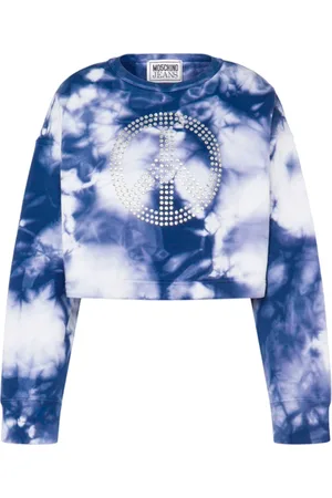 Moschino Sweatshirts, female, , Size: S Tie-Dye Cotton Sweatshirt with Crystal Applique