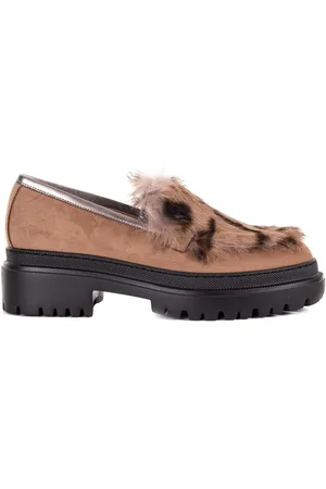 Pollini Loafers, female, , Size: 10 US Suede Camel Moccasins