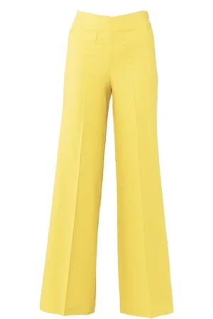 SIMONA CORSELLINI Wide Trousers, female, , Size: M Golden Silk Wide Leg Trousers