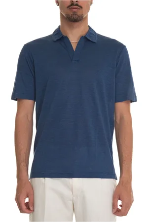 Gran Sasso Polo Shirts, male, , Size: M Linen Polo Shirt with Side Vents
