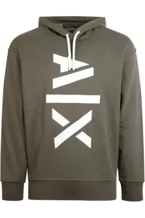 Armani Exchange Hoodies, male, , Size: S New AX Hooded Sweatshirt in Khaki