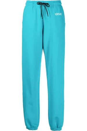 VERSACE Sweatpants, female, , Size: 2XS Loose-Fit Jogging Trousers in Faded Cotton Jersey with Logo Embroidery