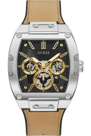 Guess Watches, male, , Size: ONE SIZE Silver Stainless Steel Leather/Silicone Watch