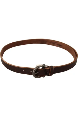 John Galliano Belts, male, , Size: 85 CM Leather Logo Design Round Buckle Waist Belt