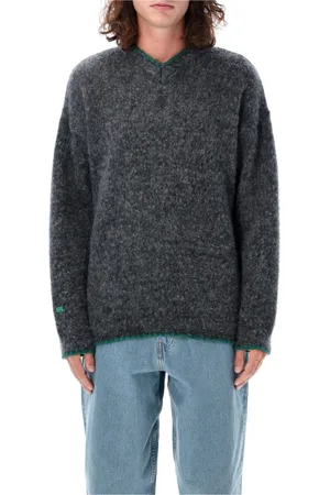 ERL V-neck Knitwear, male, , Size: L Cozy Knitwear Sweater Grey Aw24