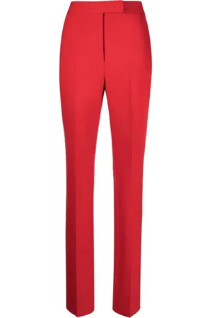 Salvatore Ferragamo Slim-fit Trousers, female, , Size: XS Virgin Wool Straight-Leg Trousers