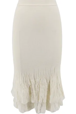 Bottega Veneta Midi Skirts, female, , Size: M Floral Embroidered Cotton Blend Skirt