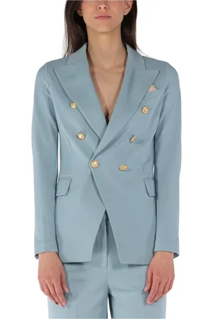 Circolo Blazers, female, , Size: XS Double-Breasted Oxford Jacket